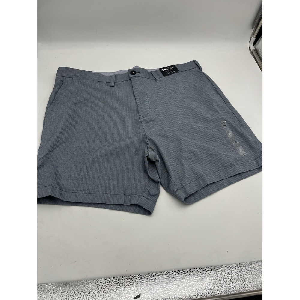 Tommy Hilfiger TH Flex Shorts Mens Size 38 Blue Herringbone 7" Inseam Stretch - Picture 1 of 4